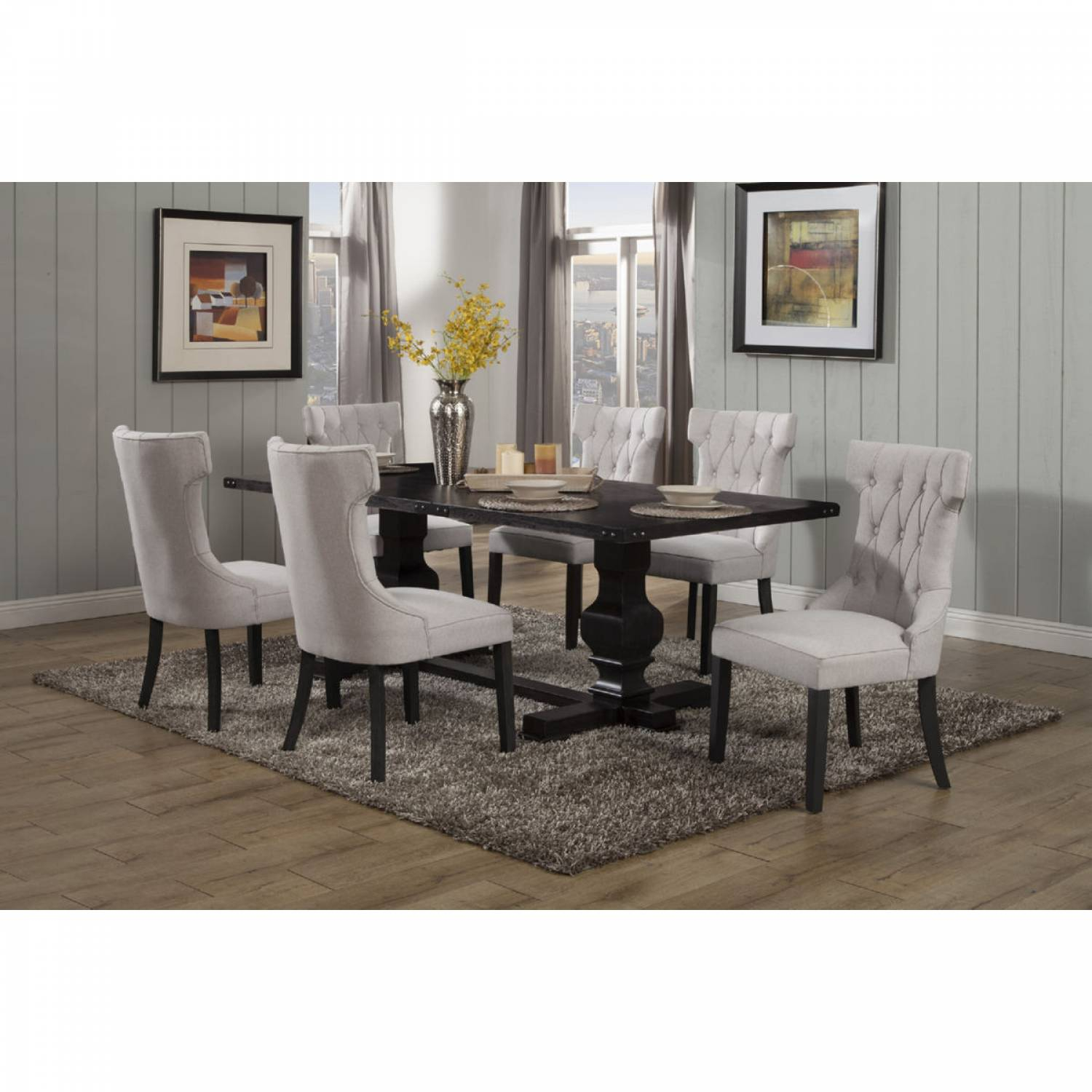 3868 Alpine Furniture 3868 01 Manchester 7pc Sets Dining Table 6 Chairs inside dimensions 1500 X 1500