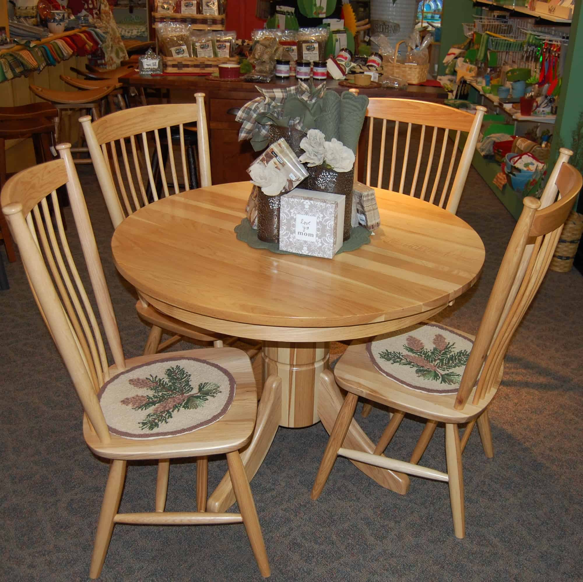 42 Round Baytown Hickory Dining Table With 4 Easton Shaker Side Chairs Shown In Hickory With A Natural Finish regarding measurements 2000 X 1999