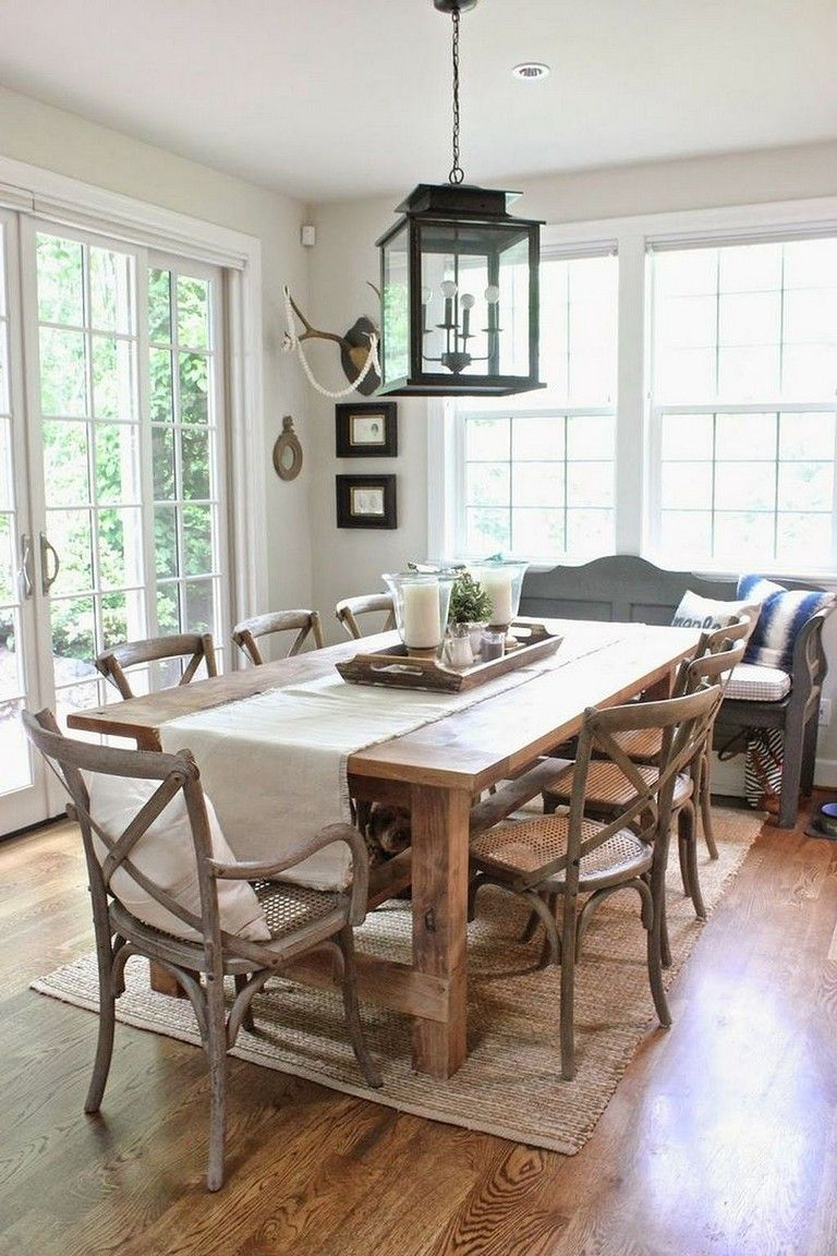 45 Awesome Farmhouse Dining Room Table And Decor Ideas pertaining to sizing 768 X 1152