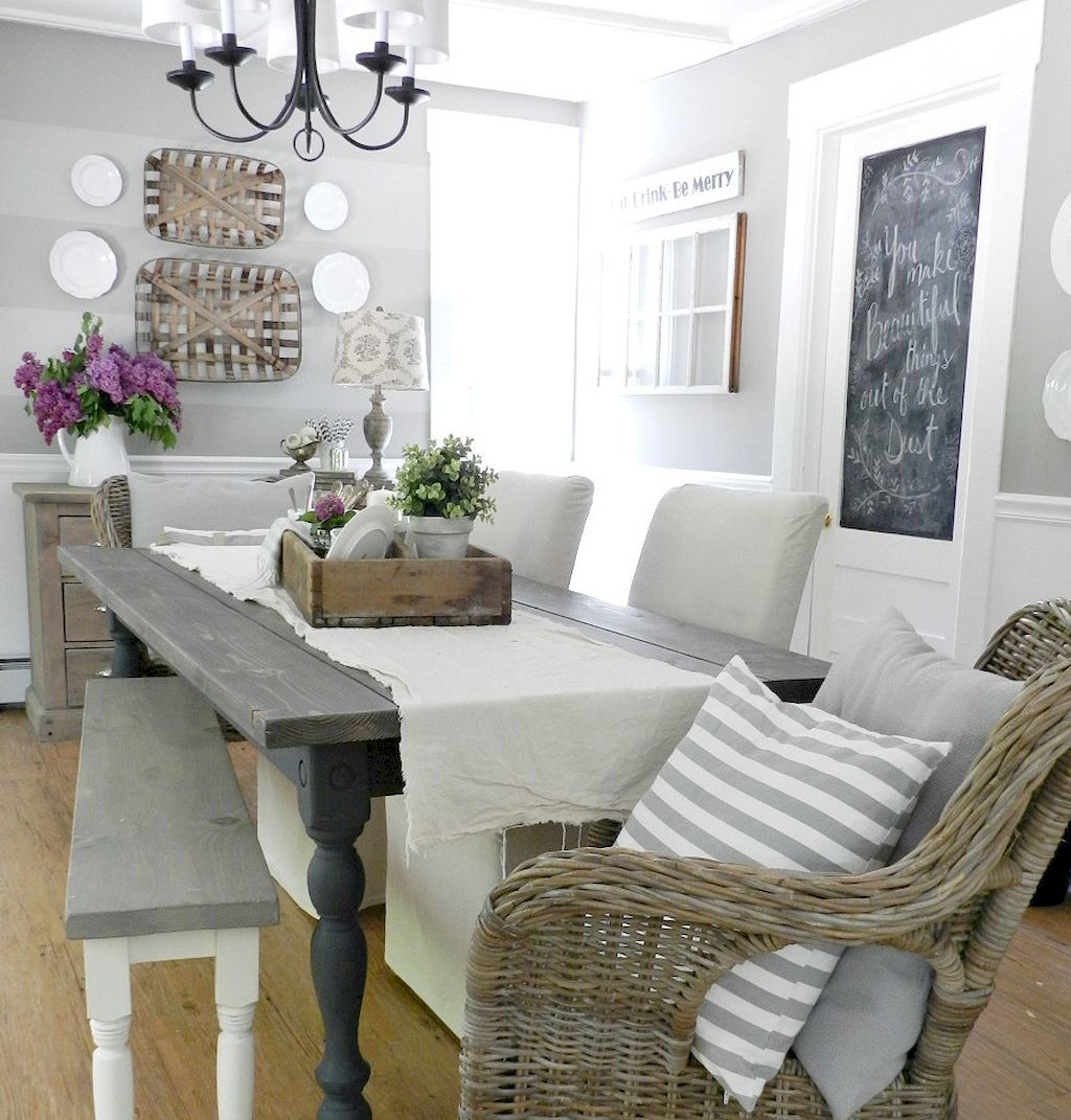 50 Gorgeous Farmhouse Dining Room Table And Decorating Ideas pertaining to size 1024 X 1071