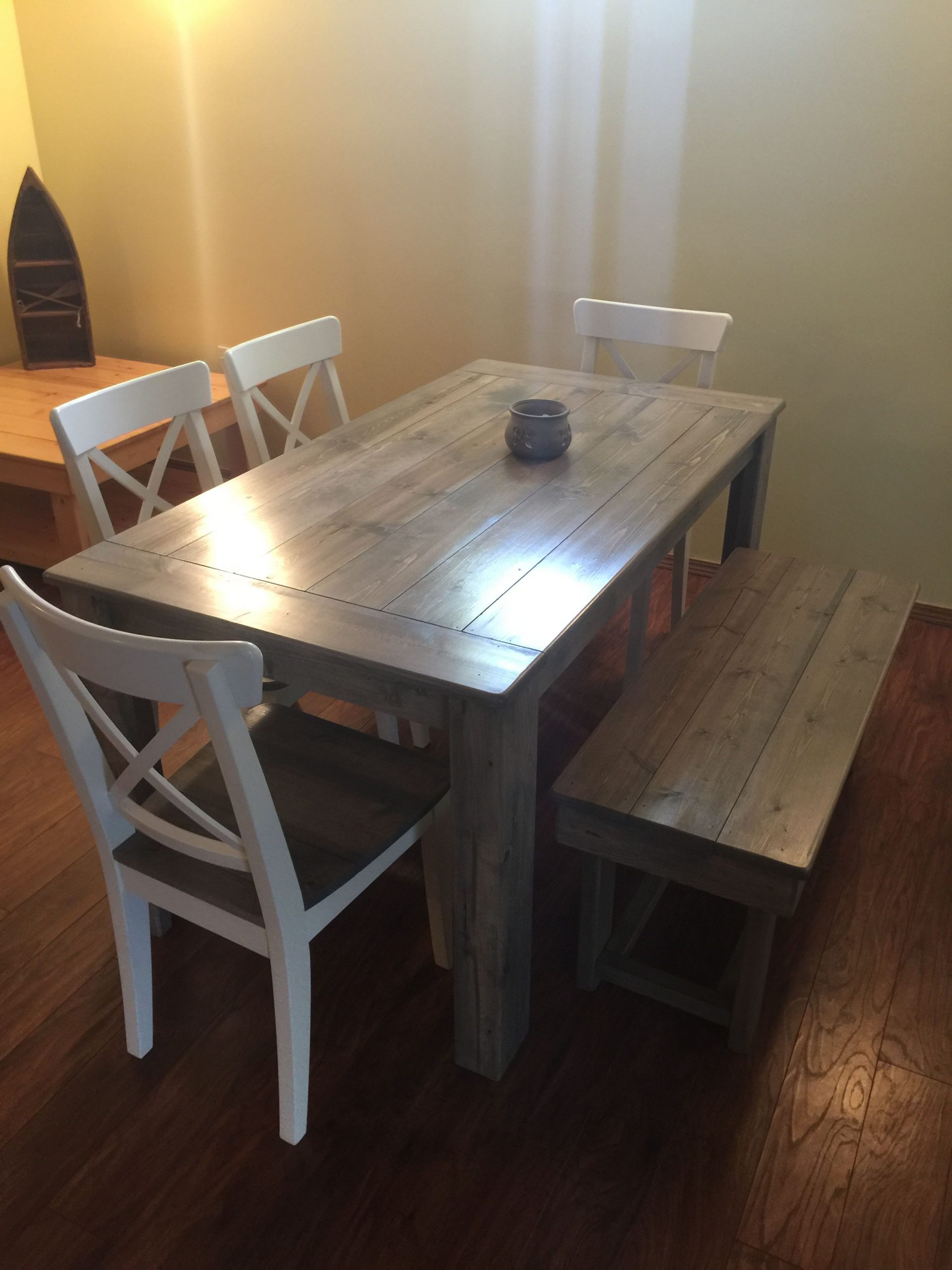 5ft Harvest Table And Chairs In The Special Grey Stain for size 2448 X 3264