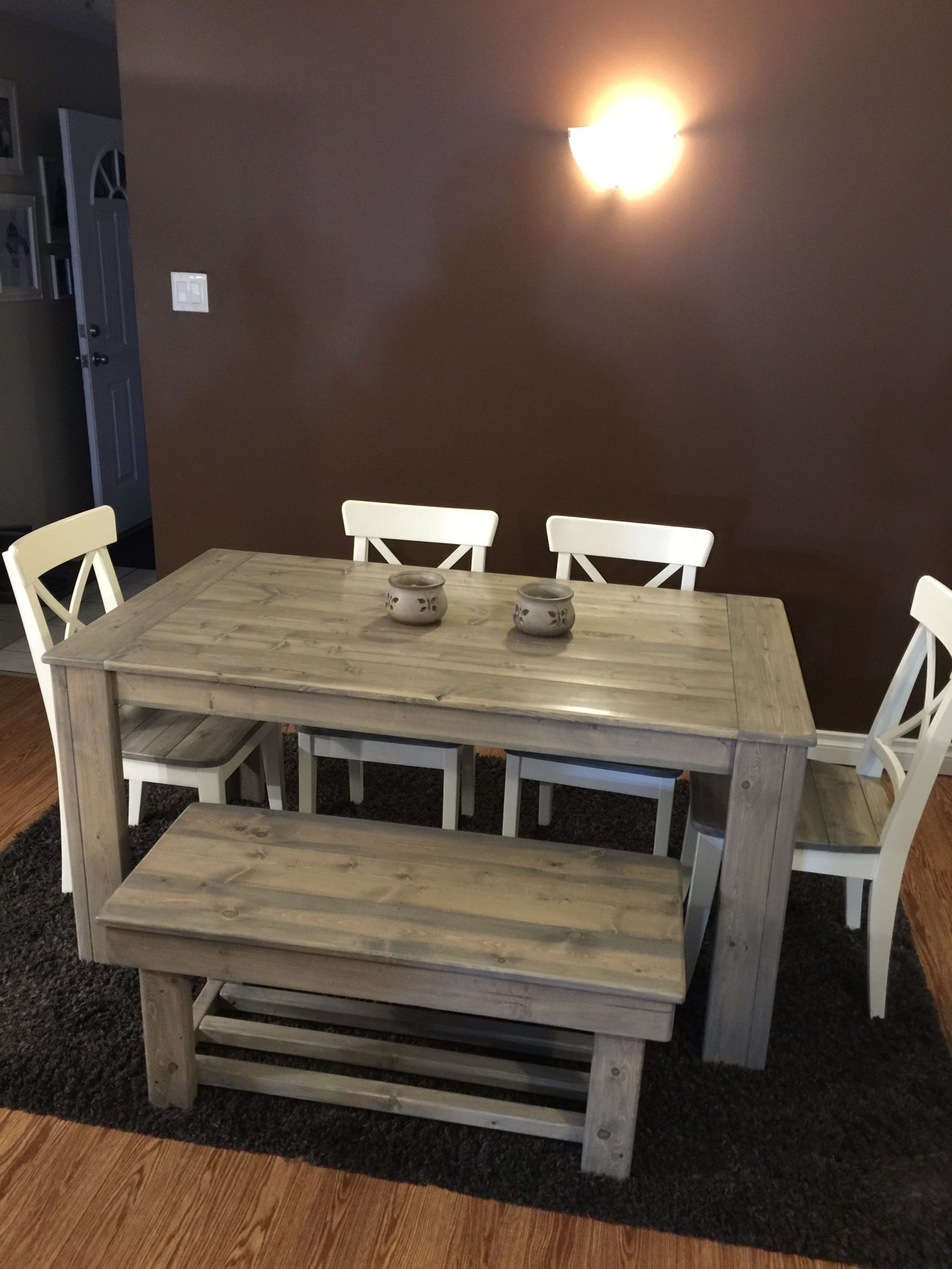 5ft Harvest Table With Bench And Chairs In A Special Grey regarding measurements 2448 X 3264