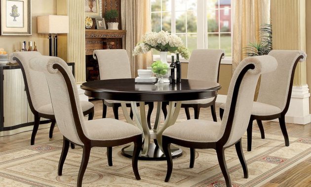 60 Abela Espresso Champagne Round Dining Table Set Round within sizing 1280 X 914