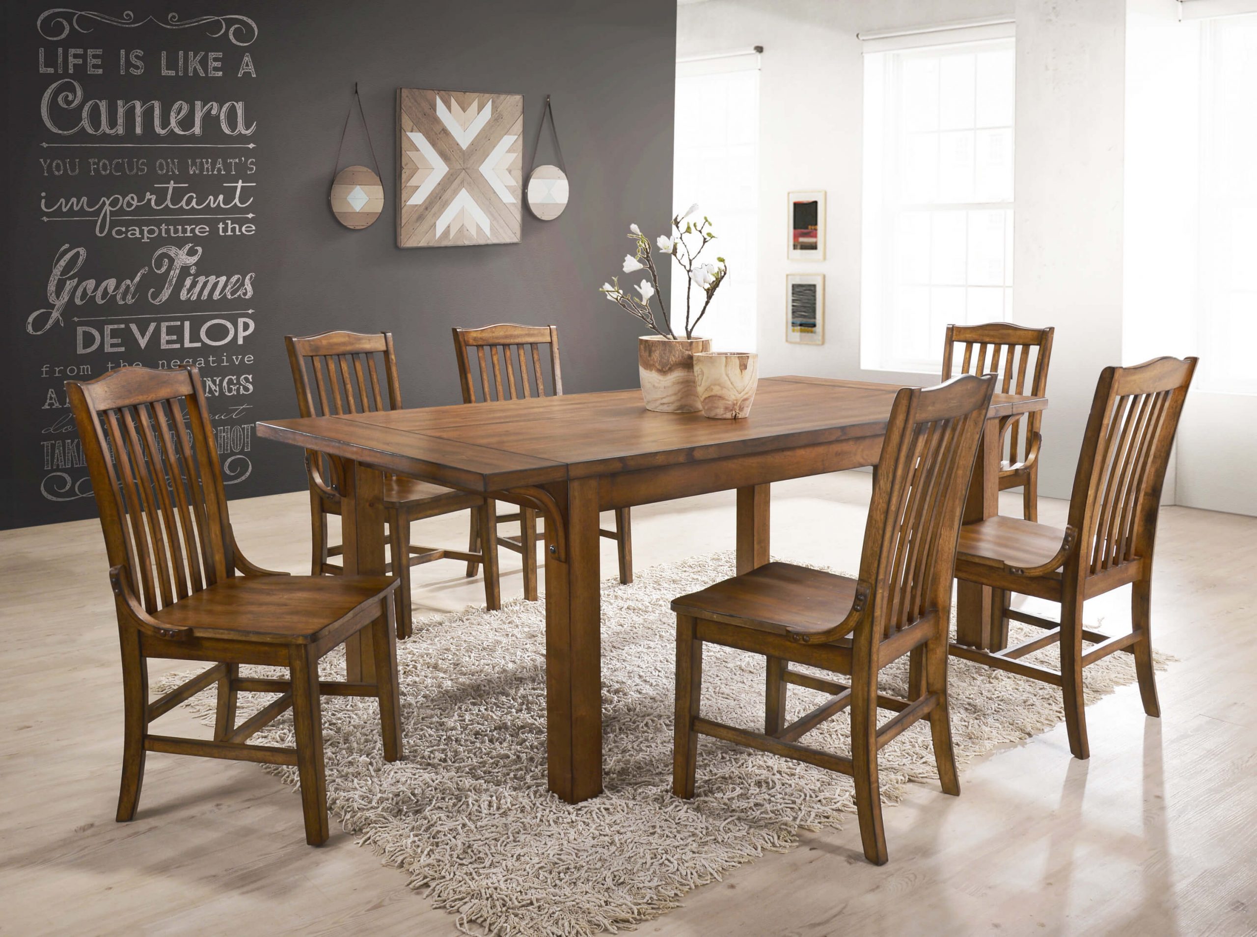 7 Pc Lucille Oak Dining Room Set regarding sizing 3000 X 2237