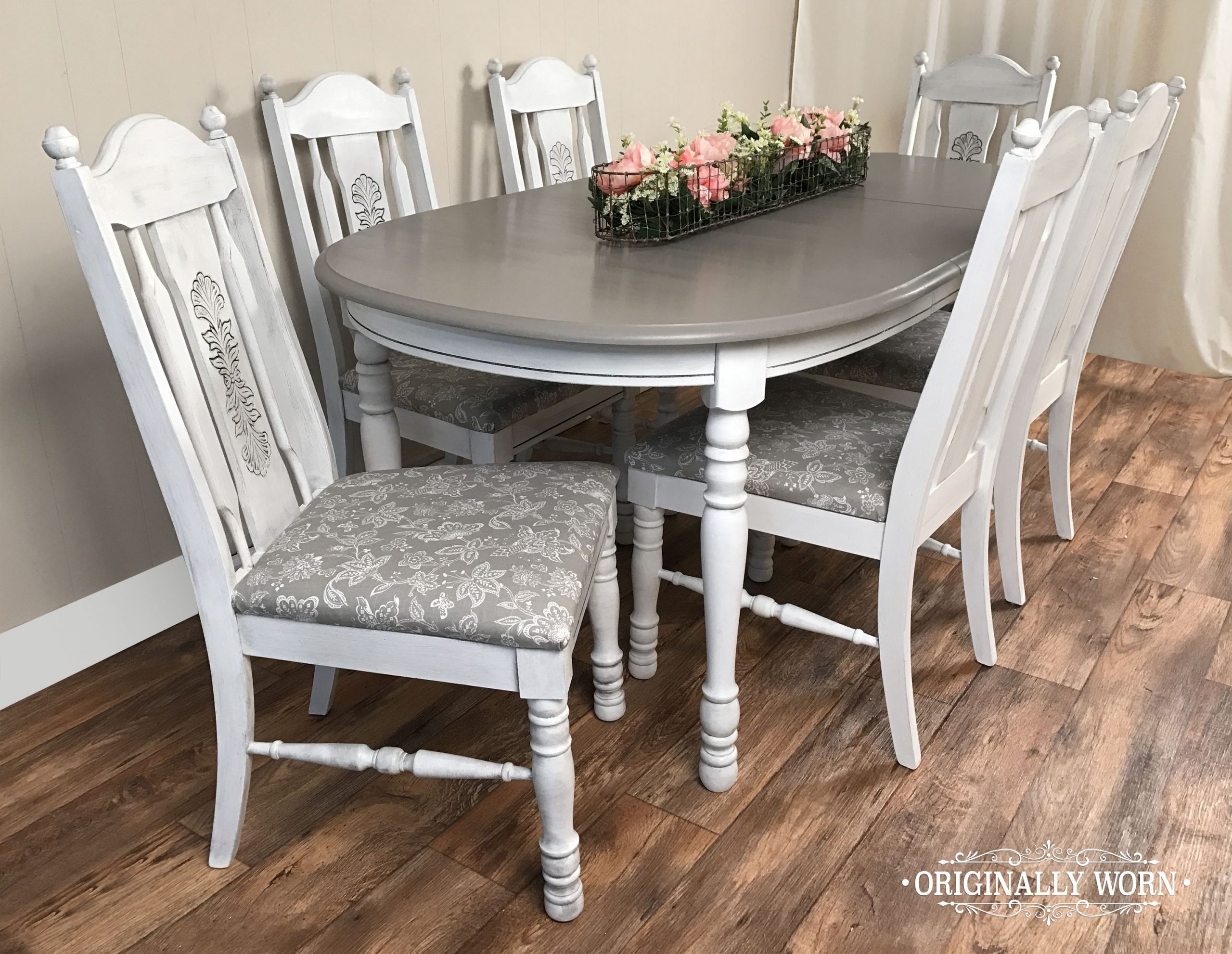 7 Piece Oval Dining Set In Annie Sloan Chalk Paint In Pure intended for proportions 3000 X 2323