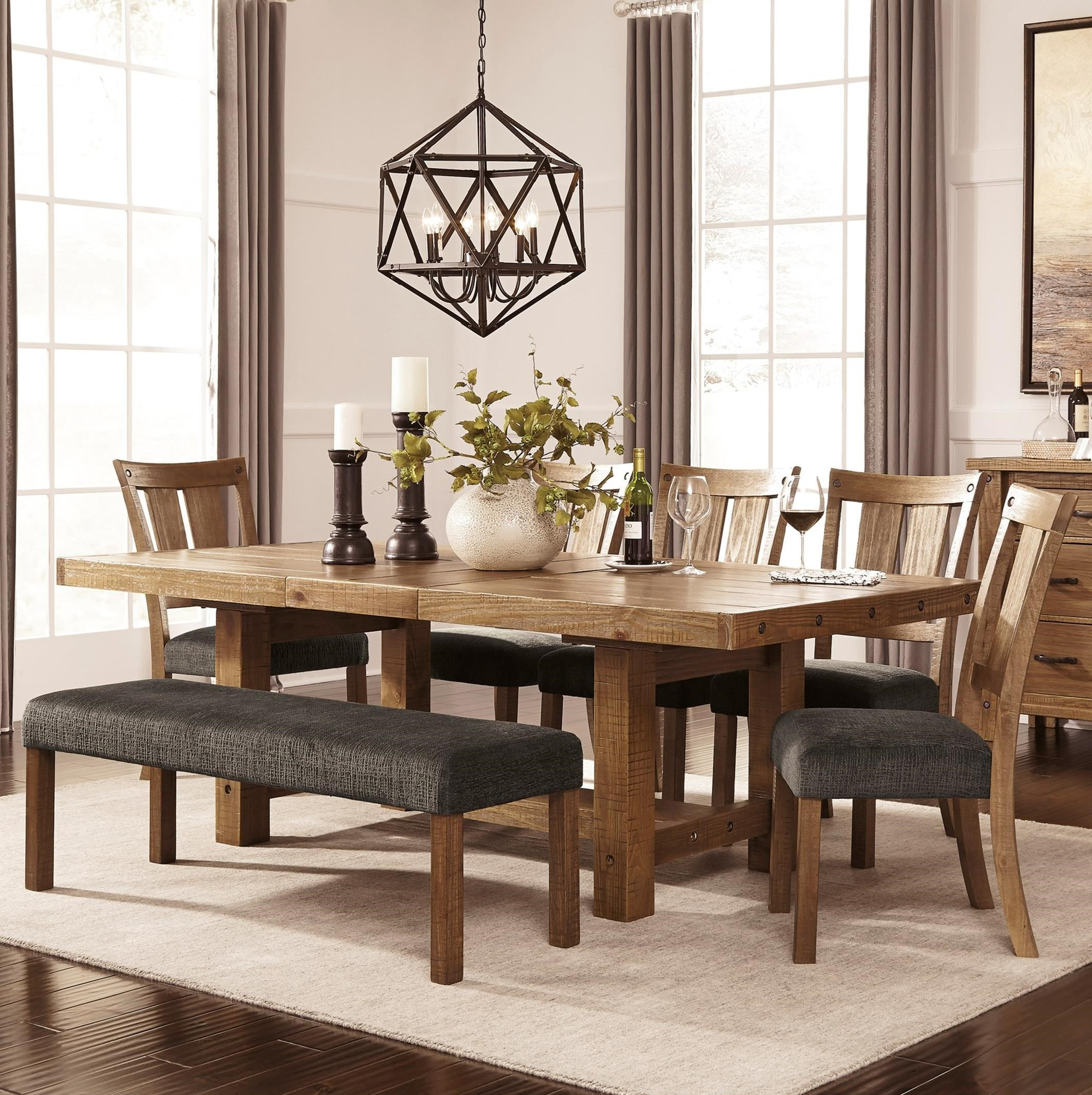 7 Piece Table Chair Set With Bench Signature Design pertaining to proportions 2121 X 2126
