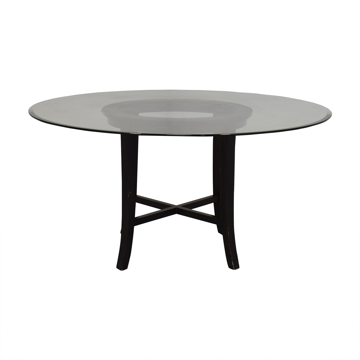 72 Off Crate Barrel Crate Barrel Halo Ebony Round Dining Table With Glass Top Tables within proportions 1500 X 1501