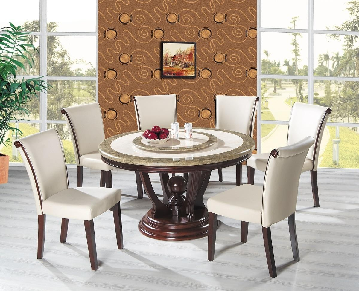 7pcs Marble Top Dining Set With Cherry Wood Base And Leather Look Chairs And Marble Lazy Susan Me01 1230 inside dimensions 1200 X 974