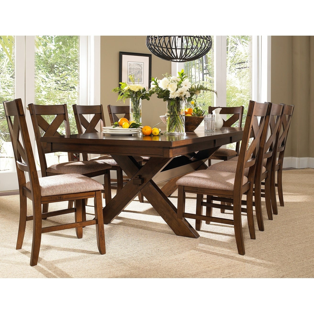 9 Piece Solid Wood Dining Set With Table And 8 Chairs throughout dimensions 1313 X 1313