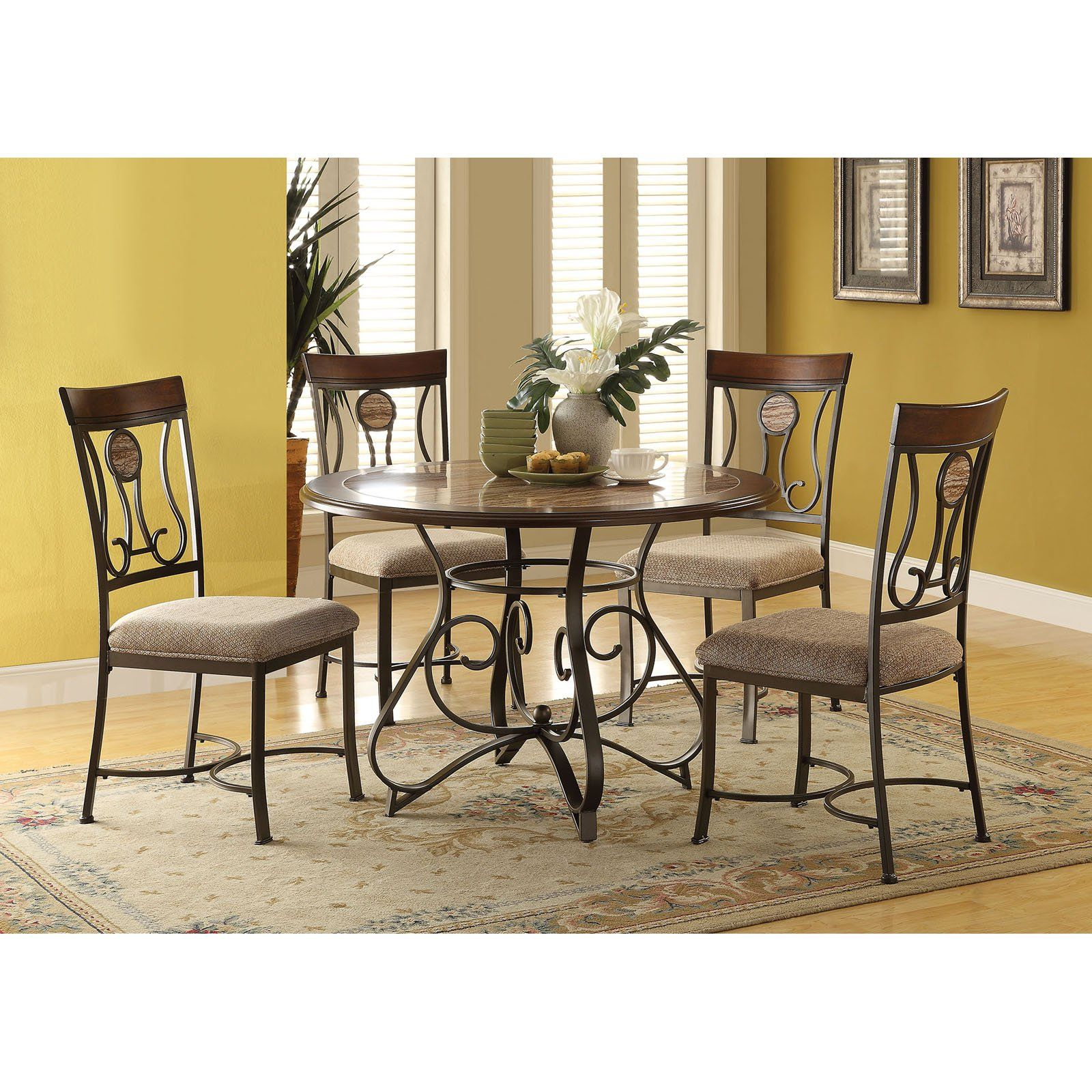 Acme Furniture Barrie 5 Piece Round Dining Table Set in proportions 1600 X 1600