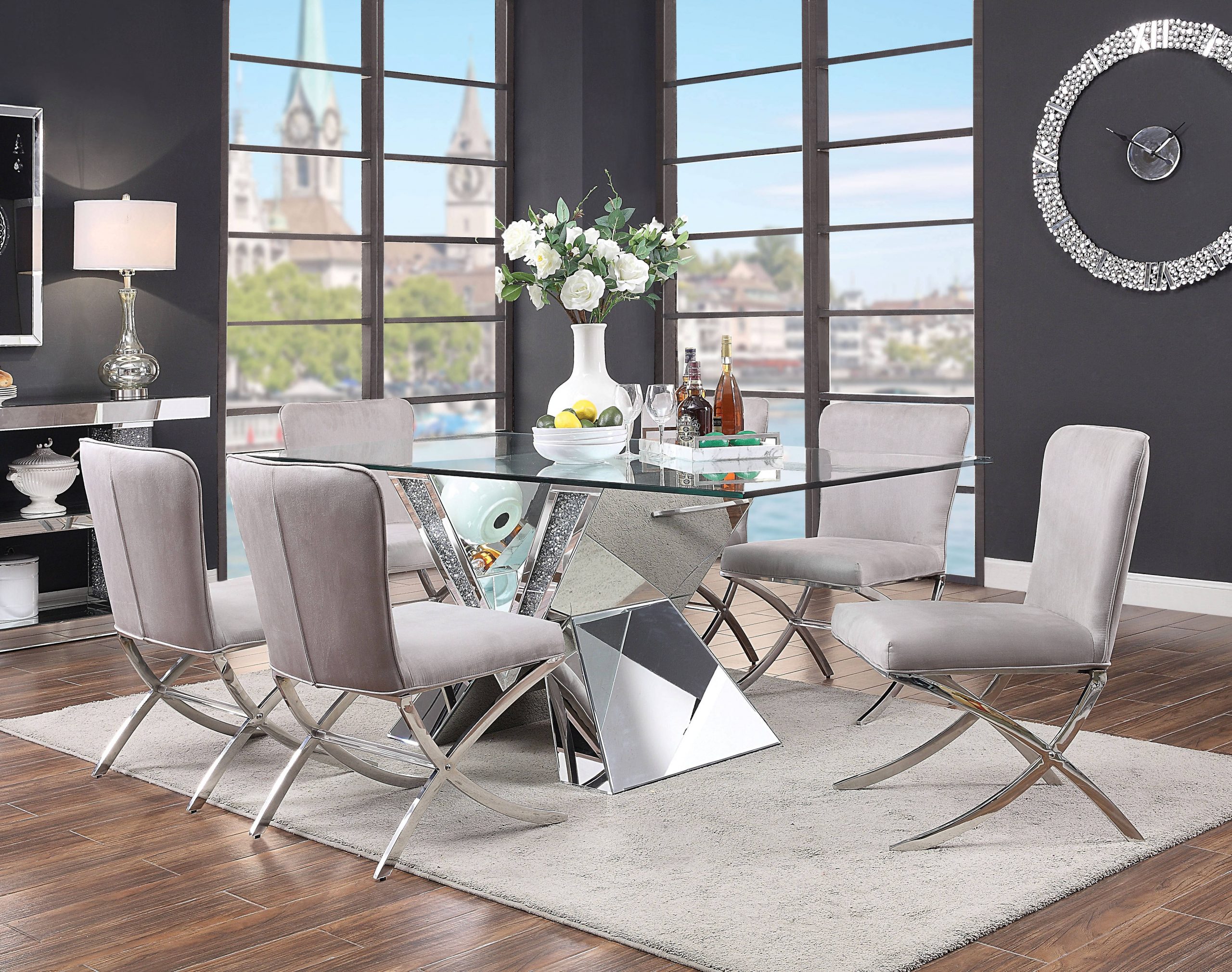 Acme Furniture Noralie Gray 7pc Dining Room Set with measurements 4165 X 3286