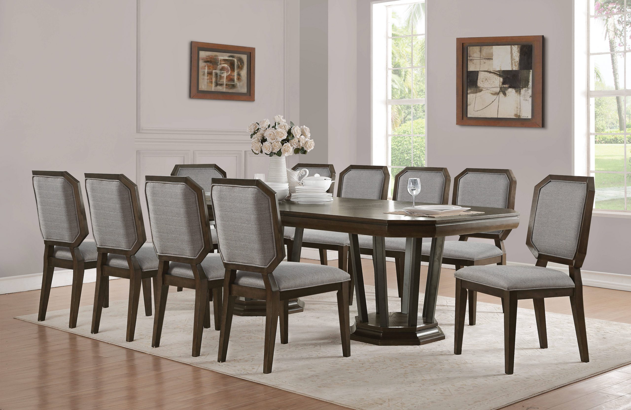 Acme Furniture Selma Tobacco 11pc Dining Room Set within proportions 5769 X 3748