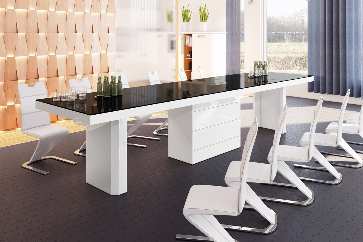 Akiko 160cm 412cm 16 To 18 Full High Gloss Seater Whiteblack Dining Table intended for dimensions 1200 X 800