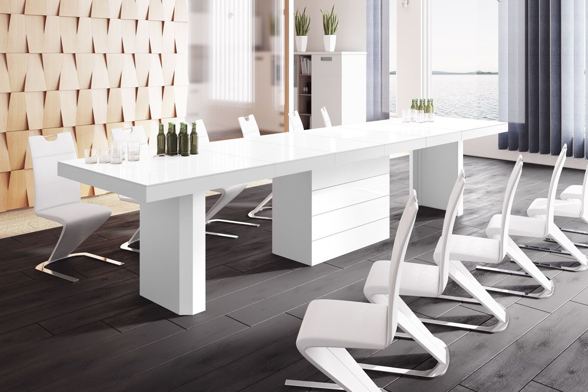 Akiko 160cm 412cm Extending White High Gloss Dining Table inside dimensions 1200 X 800