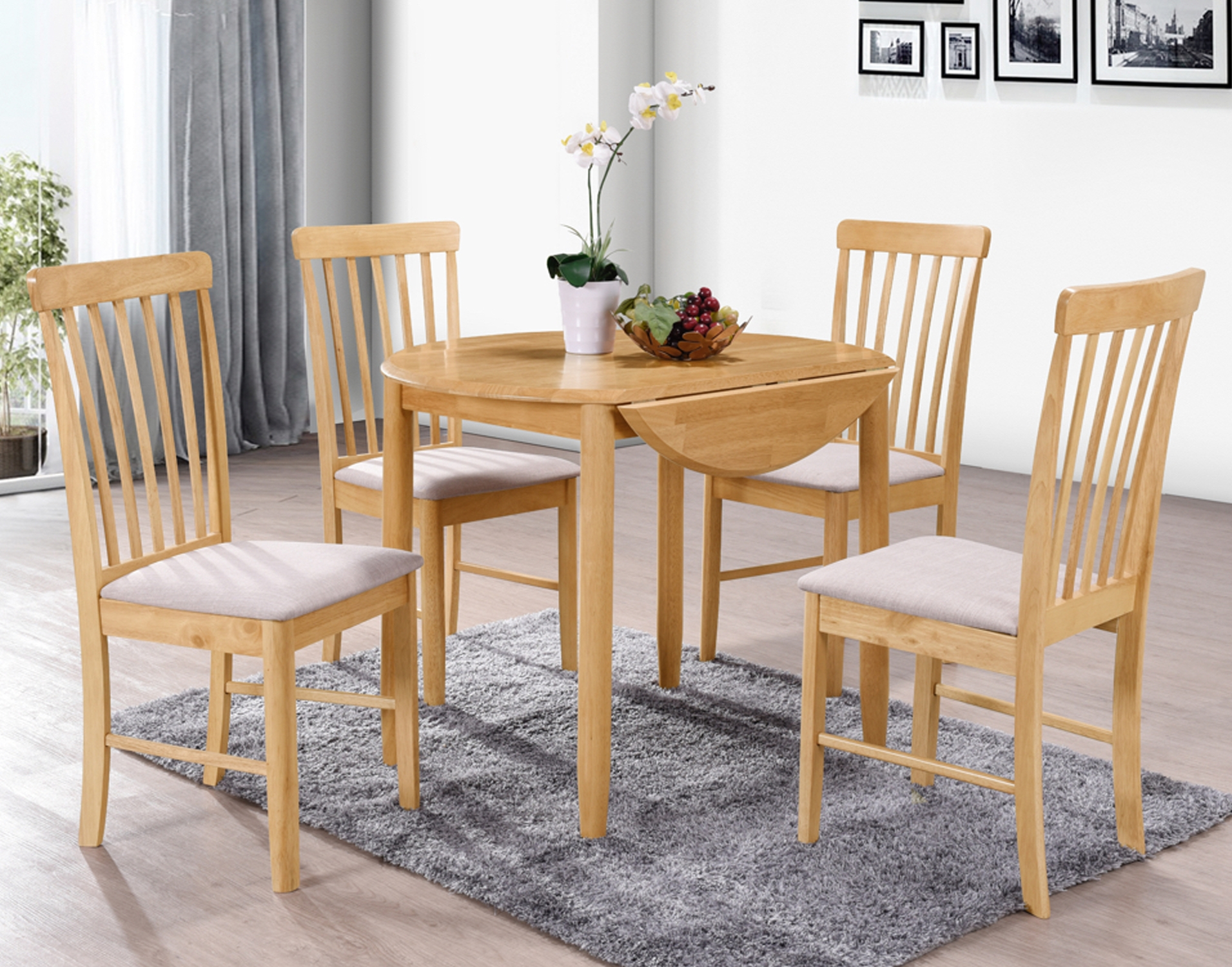 Alaska Oak Round Drop Leaf Dining Table Set 2 Chairs pertaining to sizing 1911 X 1500