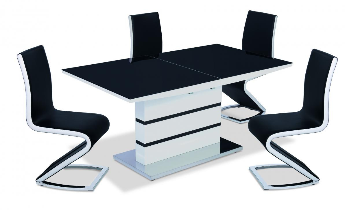 Aldridge High Gloss Dining Table White With Black Glass Top 4 Chairs with dimensions 1200 X 728