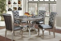 Amina Contemporary Style Champagne Finish 5 Pc Finish Round Dining Table W Silver Finish Chairs pertaining to proportions 1600 X 1371