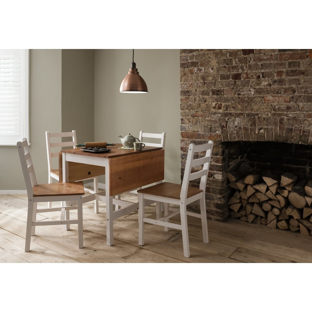 Annika Dropleaf Dining Table With 4 Chairs Natural White in proportions 1000 X 1000