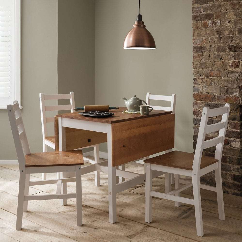 Annika Dropleaf Dining Table With 4 Chairs Natural White inside dimensions 1000 X 1000