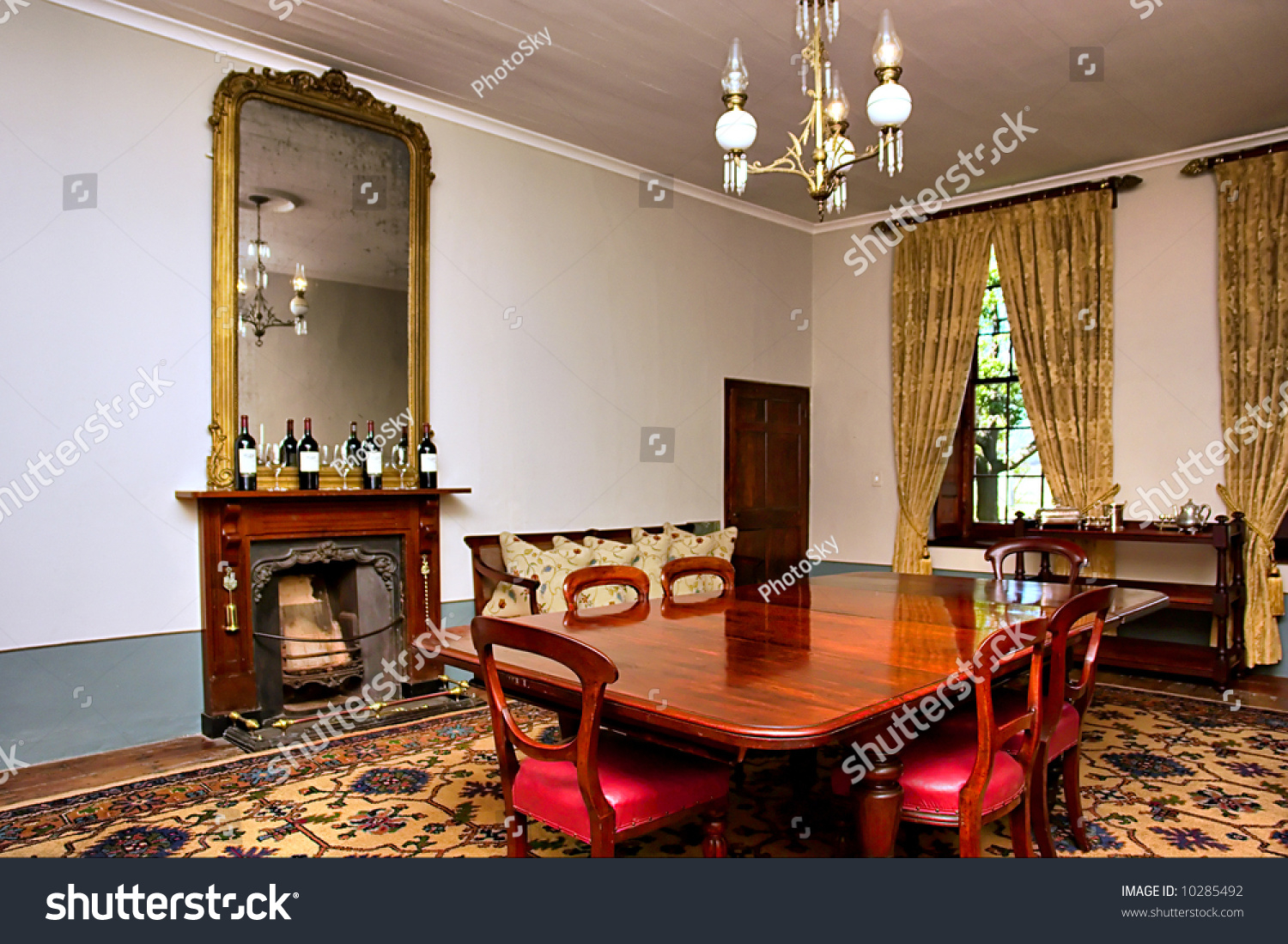 Antique Dining Room Big Table Chairs Stock Photo Edit Now with proportions 1500 X 1099