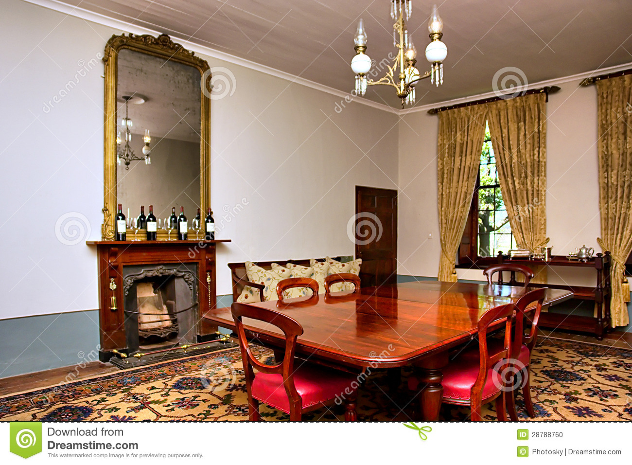 Antique Dining Room Stock Photo Image Of Drink Chandelier for size 1300 X 956