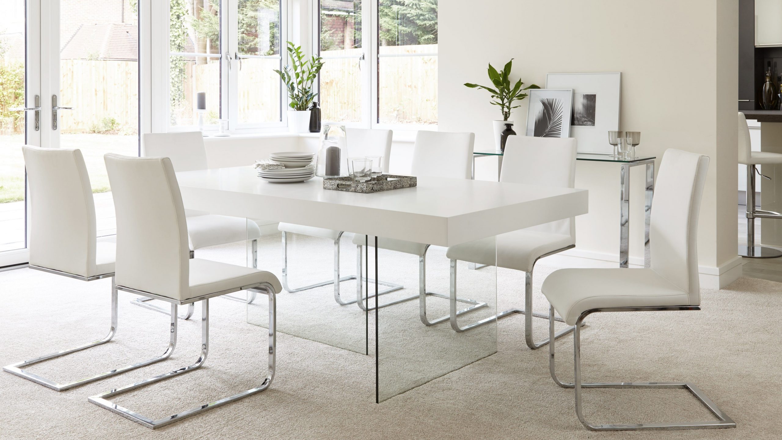 Aria White Oak And Glass Dining Table White Glass Dining with dimensions 5421 X 3050