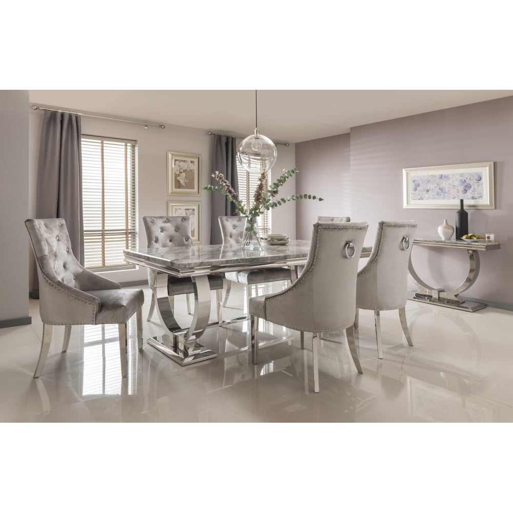 Arianna Marble Dining Table Set In Grey with sizing 1000 X 1000