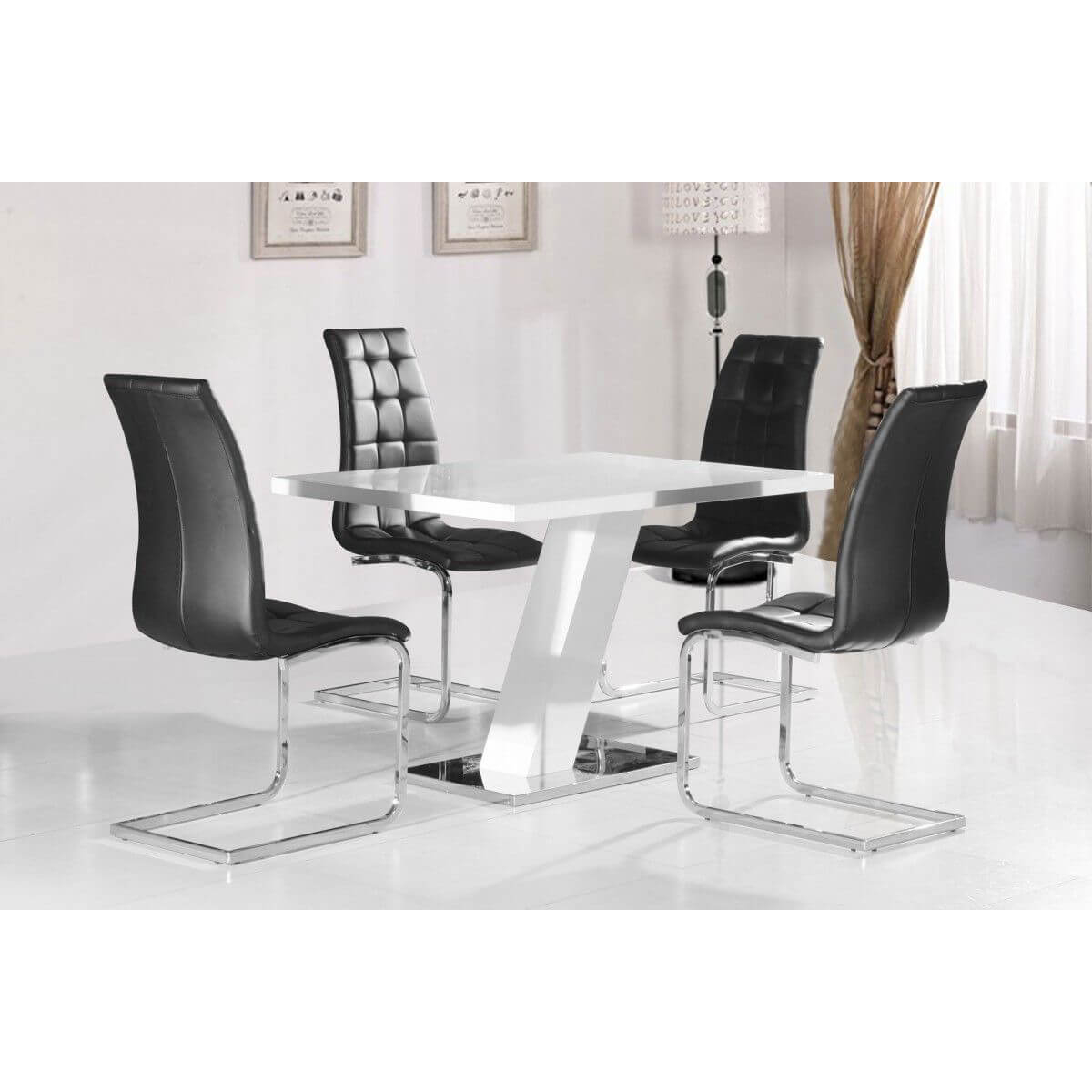 Arizona White High Gloss Dining Table Set With 4 Chairs with regard to dimensions 1200 X 1200