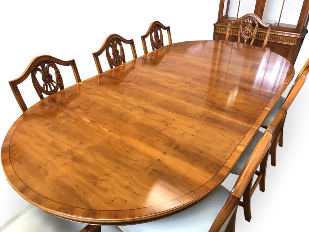 Art Deco Grand Regency Style Burr Yew Tree Dining Table Set throughout dimensions 1024 X 768