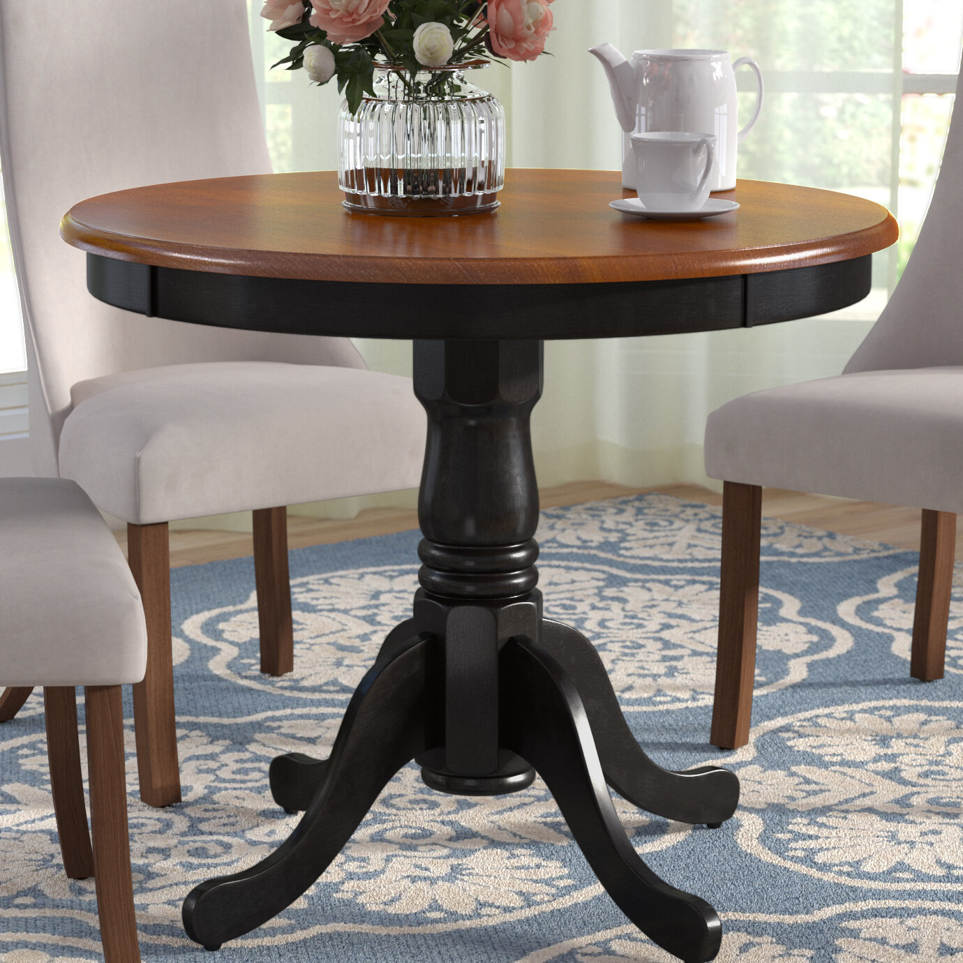 Artin Rubberwood Solid Wood Dining Table in size 1380 X 1380