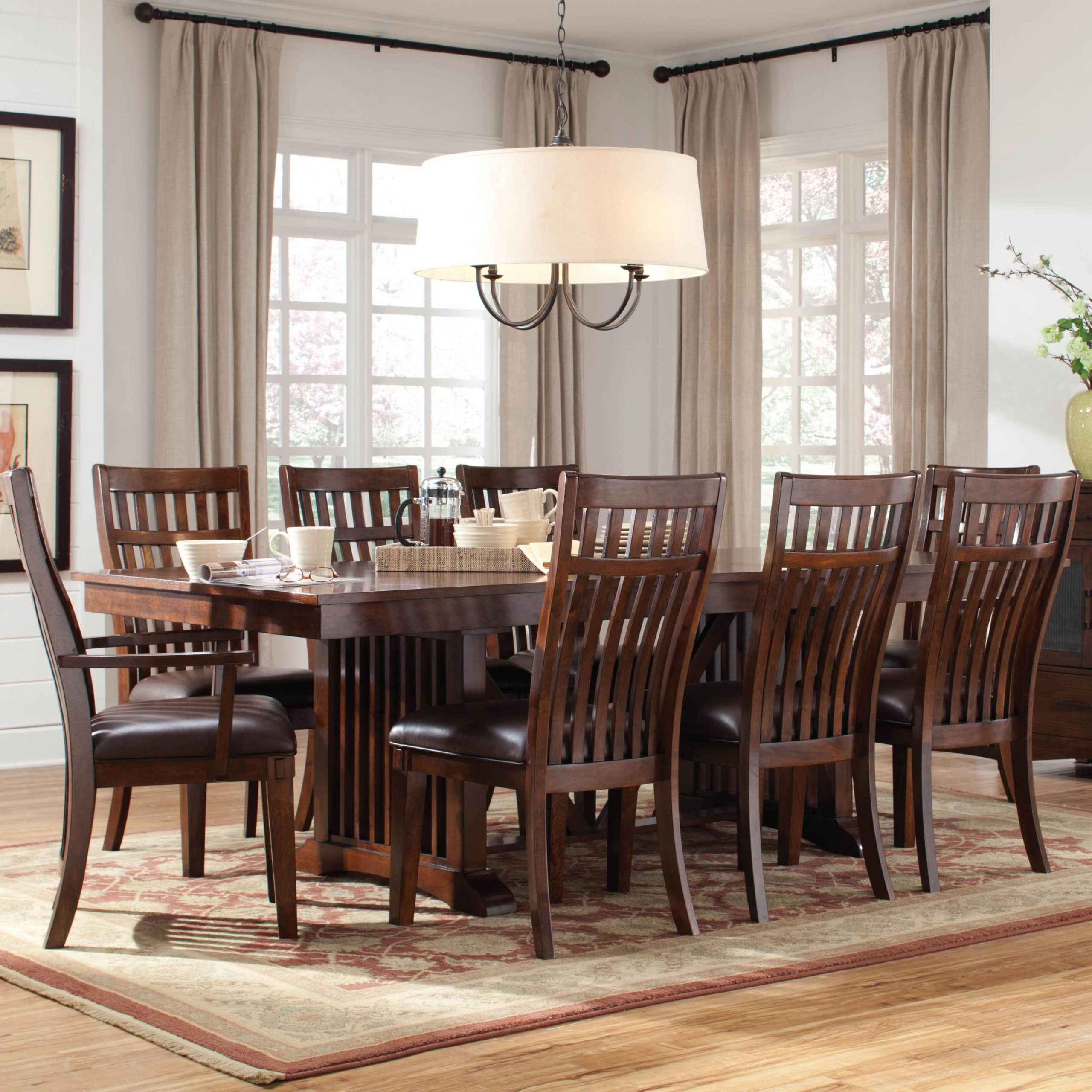 Artisan Loft 9 Piece Table Furniture Oak Dining Room Set throughout size 3143 X 3143