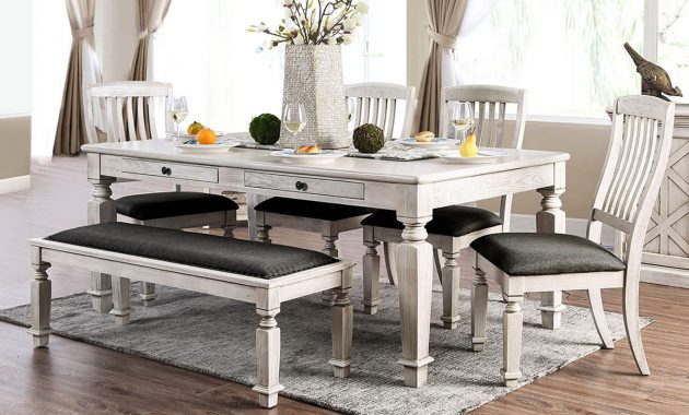 Athens Furniture Georgia Antique White Rectangular Dining Table inside size 1366 X 968