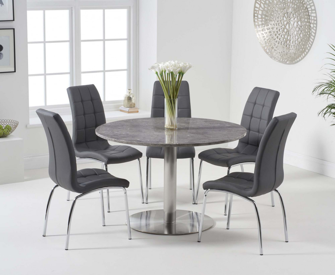 Baha 120cm Round Grey Marble Dining Table With Calgary with dimensions 1132 X 927