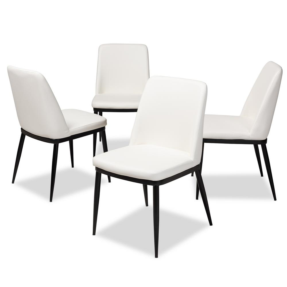 Baxton Studio Darcell White Faux Leather Upholstered Dining with regard to measurements 1000 X 1000
