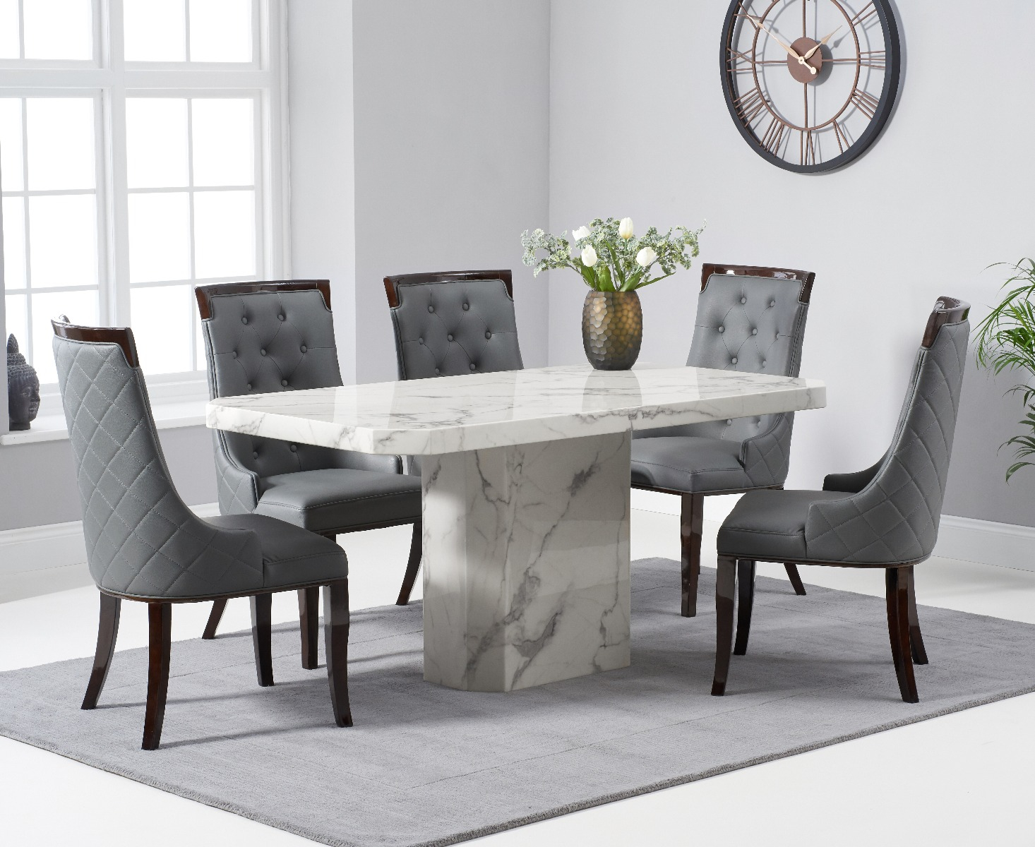 Belle 160cm White Marble Dining Table With Angelica Dining Chairs inside proportions 1466 X 1200