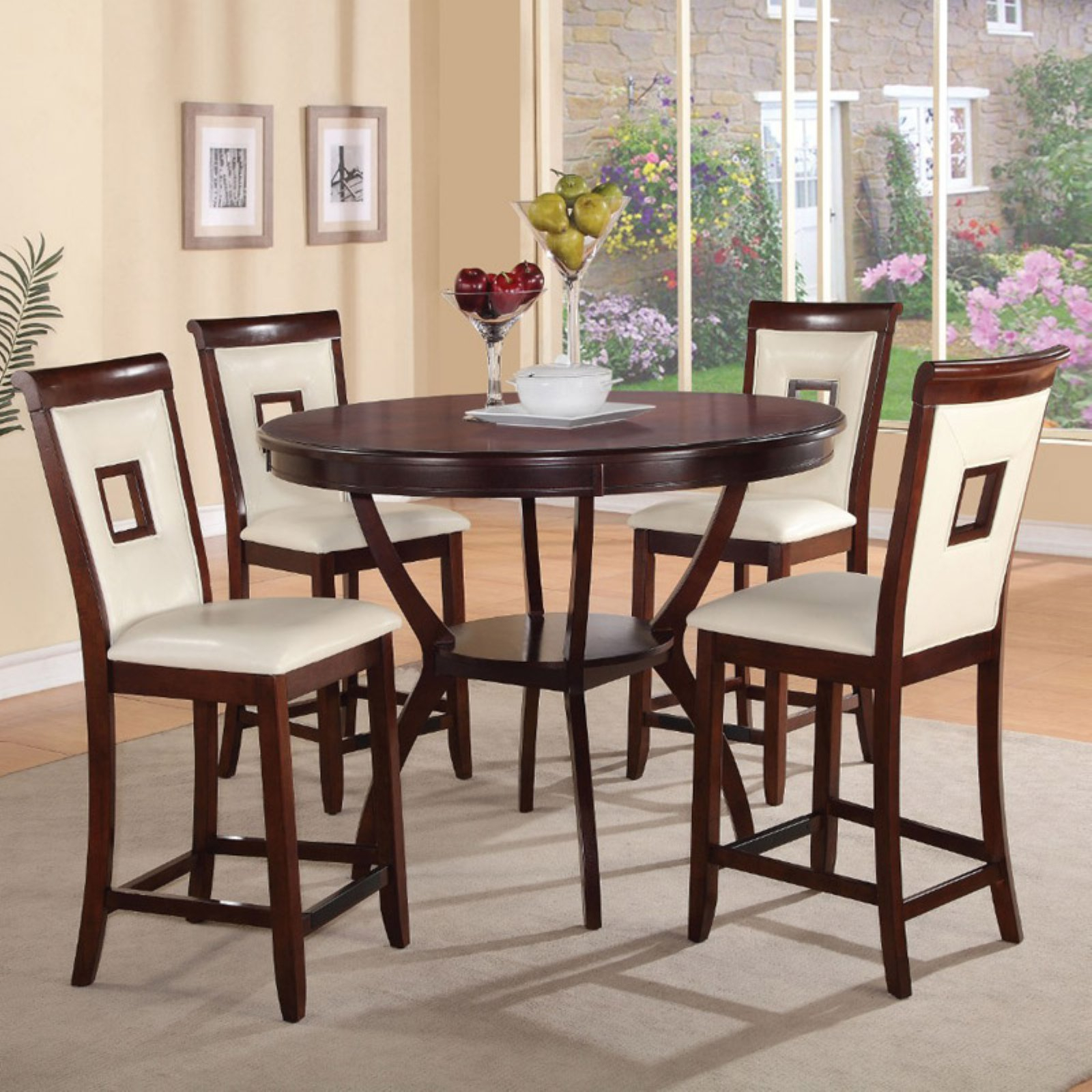 Benzara Elegant Wooden 5 Piece Round Counter Height Dining regarding proportions 1600 X 1600