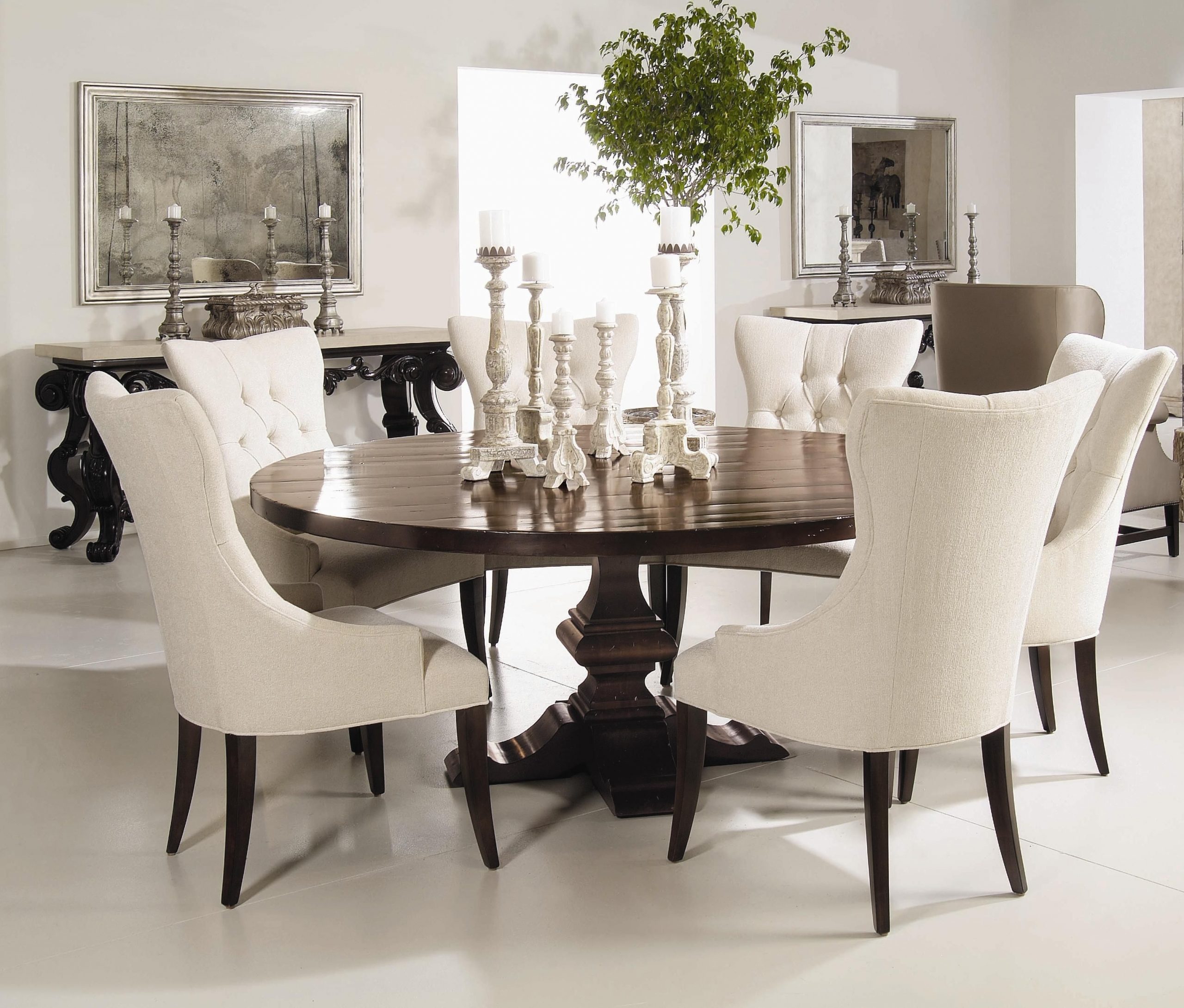 Bernhardt Interiors Wood Plank Round Pedestal Dining Table with regard to proportions 3303 X 2811