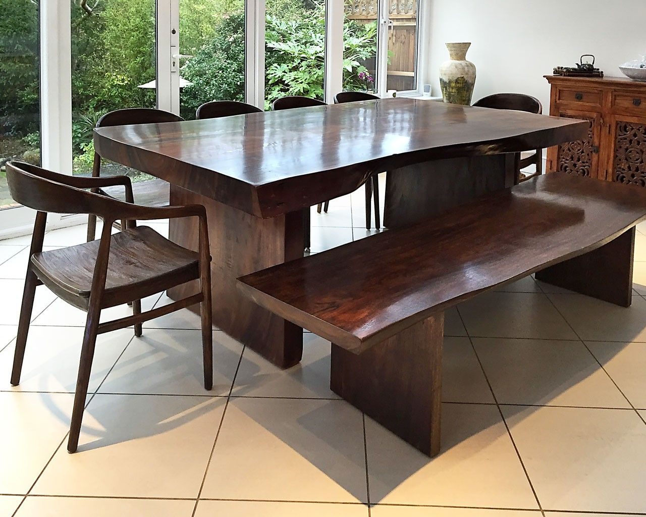 Bespoke Suar Dining Table Stained Dark With Matching Suar within dimensions 1280 X 1024
