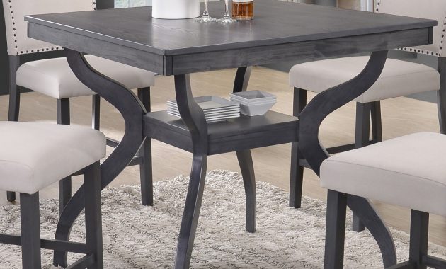 Best Quality Furniture Contemporary Counter Height Dining Table With Storage Shelf Light Grey for size 1830 X 1830