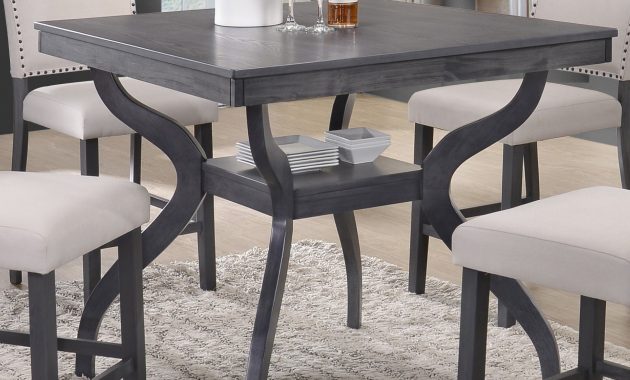 Best Quality Furniture Contemporary Counter Height Dining Table With Storage Shelf Light Grey with size 1830 X 1830