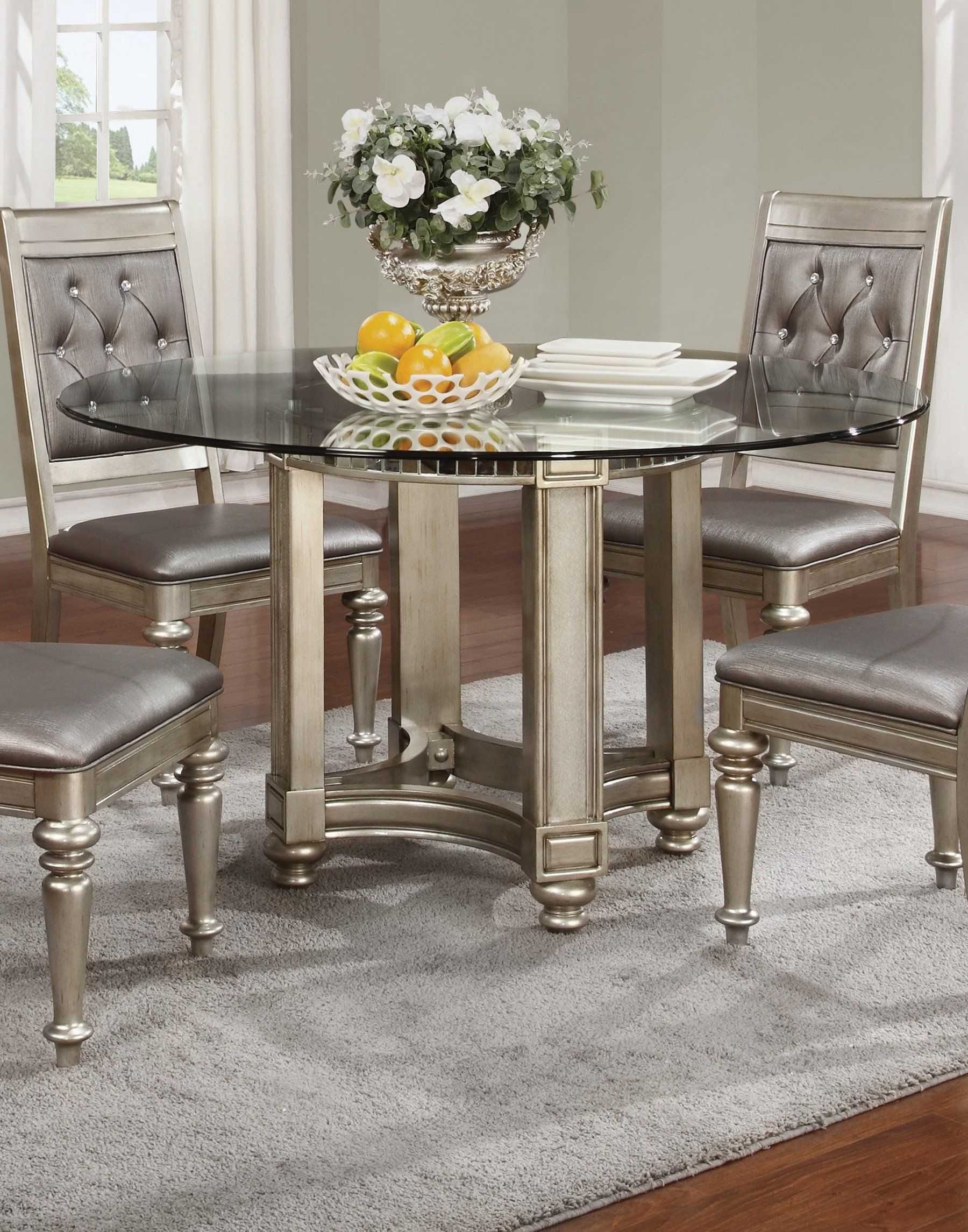 Bling Game Silver Dining Room Set Elegant Dining Room for proportions 1800 X 2290