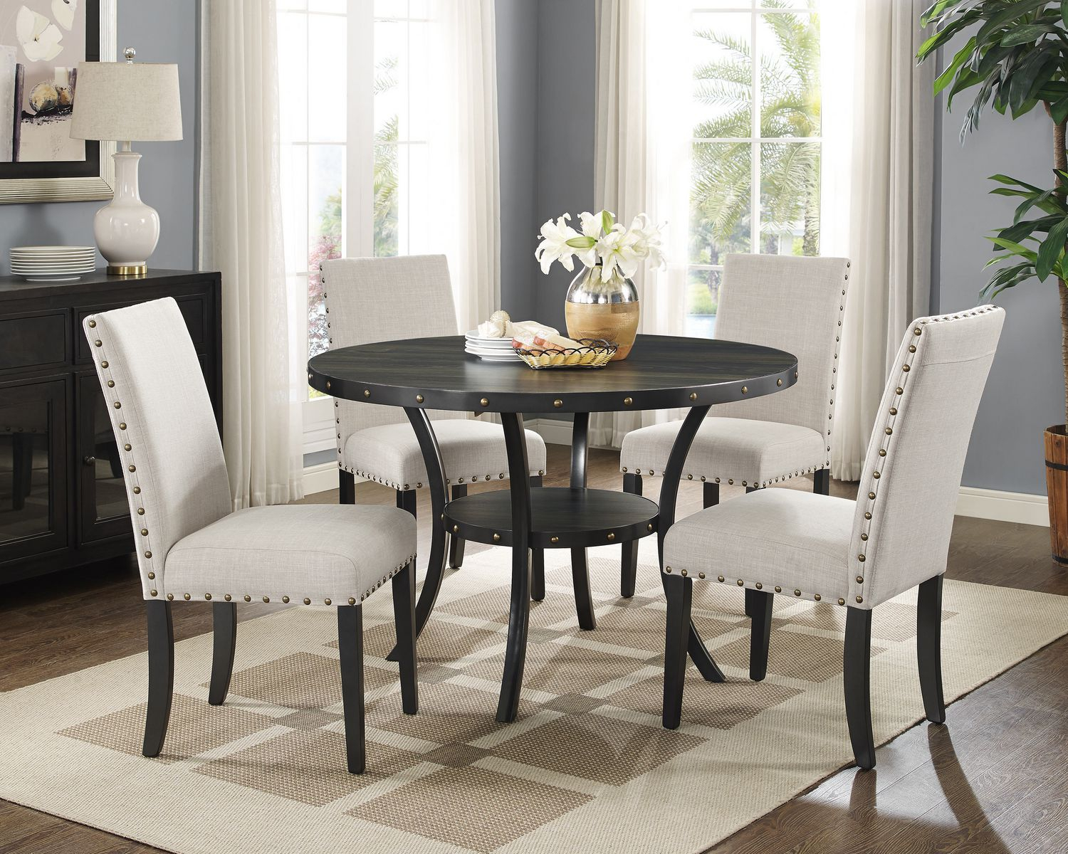 Brassex Inc Indira 5 Piece Dining Set Table 4 Chairs Beige throughout proportions 1500 X 1200