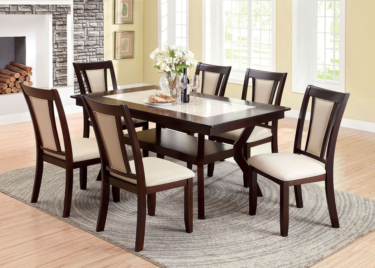 Brent Dining Room Set W Faux Marble Insert pertaining to sizing 1431 X 1024