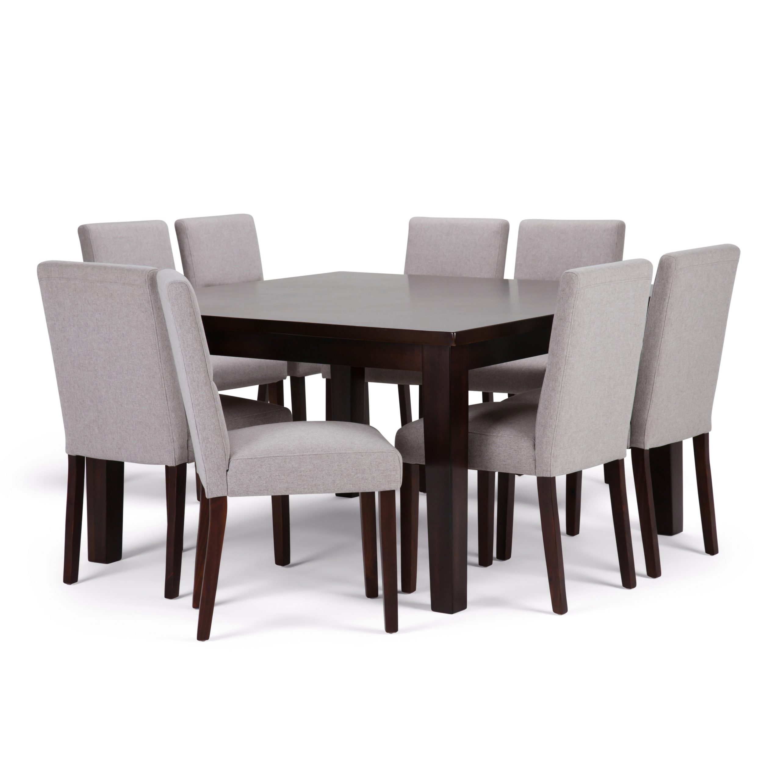 Brooklyn Max Jordan Contemporary 9 Pc Dining Set With 6 Upholstered Dining Chairs In Cloud Grey Linen Look Fabric And 54 Inch Wide Table within measurements 3000 X 3000