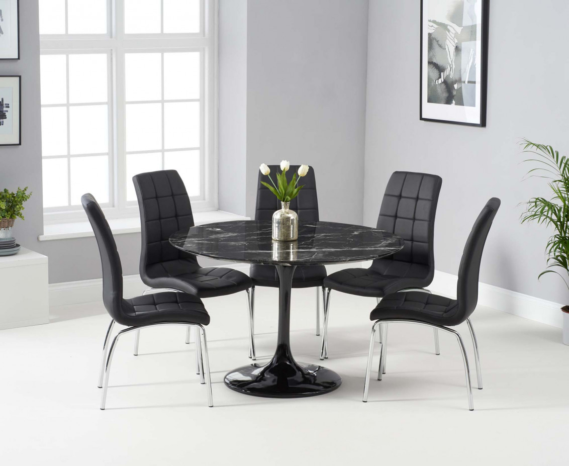 Bryce 120cm Black Round Marble Dining Table With Calgary within dimensions 1132 X 927