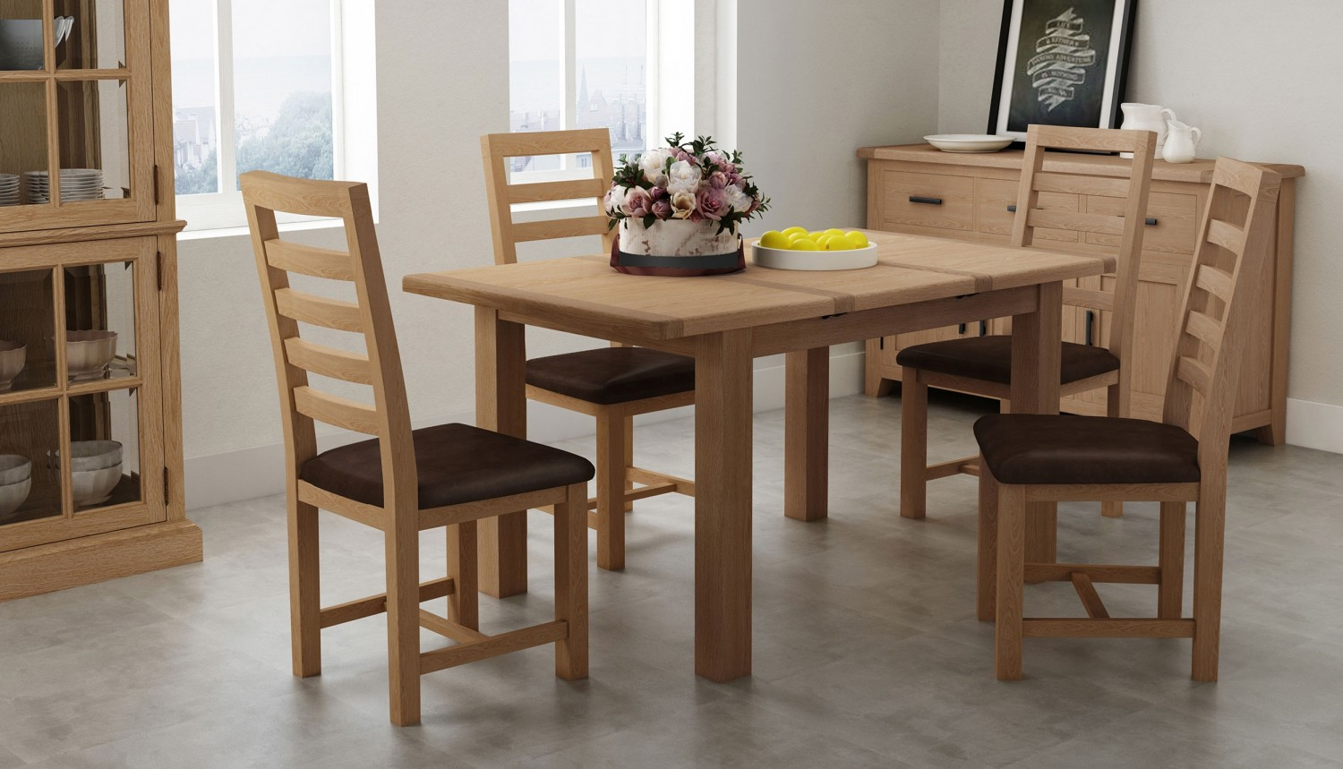 Cambridge 150 195cm Extending Table With 4 Wooden Chairs pertaining to proportions 1500 X 859