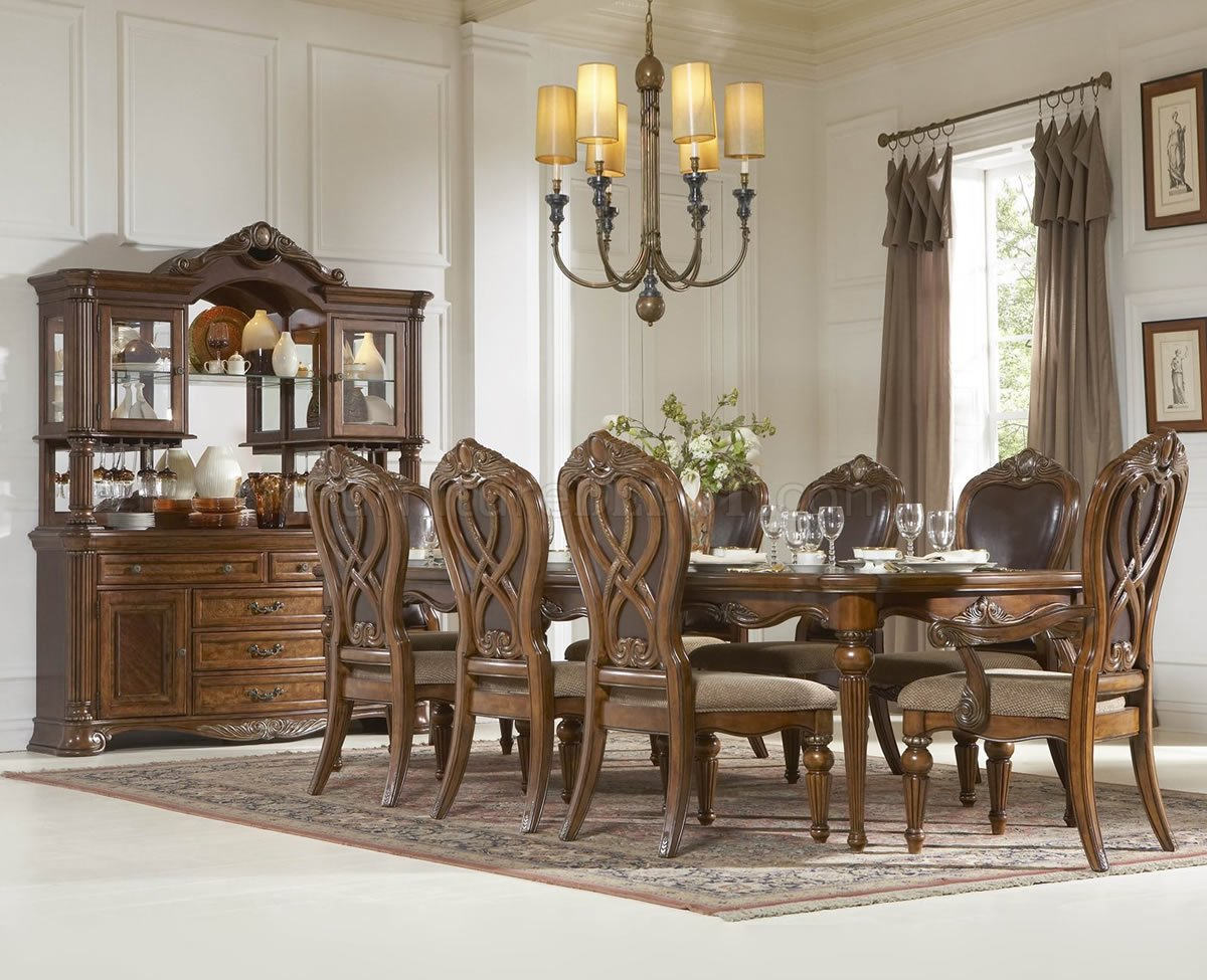 Caramel Finish Classic Dining Room Table Woptional Items in dimensions 1200 X 975