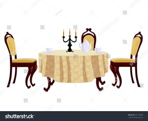 Cartoon Dining Table Chair Vintage Style Stock Vector within proportions 1500 X 1225