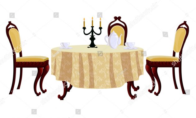 Cartoon Dining Table Chair Vintage Style Stock Vector within proportions 1500 X 1225