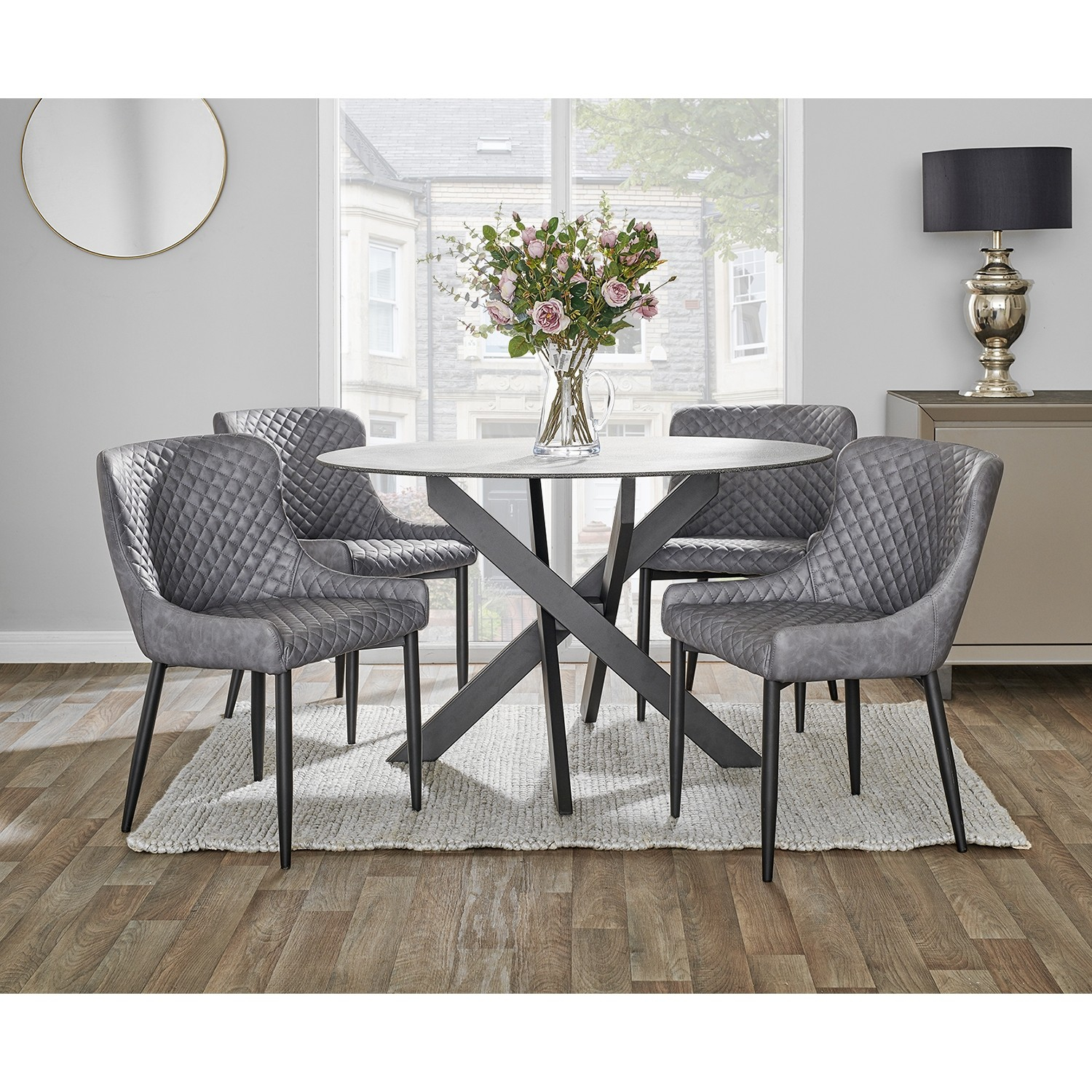 Casa Cairns Round Table 4 Chairs Dining Set in sizing 1500 X 1500